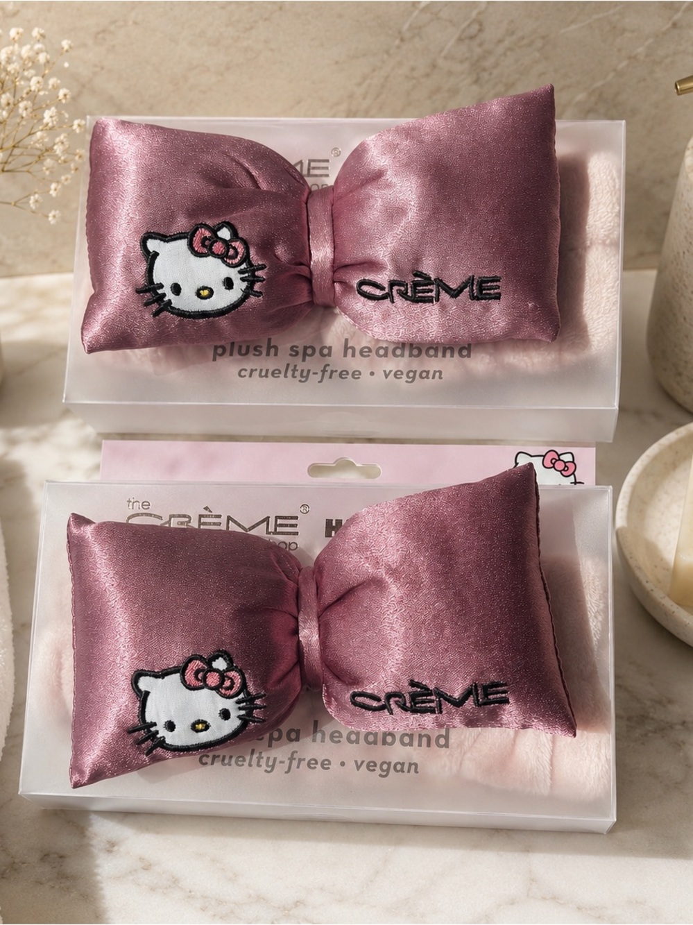 2 soft Plush Spa Headband Sanrio Creme shop cute Hello Kitty pink BOGO feminine